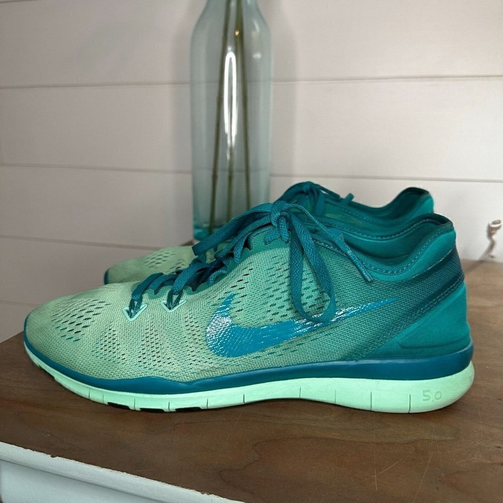 Nike Free TR Fit 5 NikeiD Custom Teal Ombre Training Sneaker Size 8.5